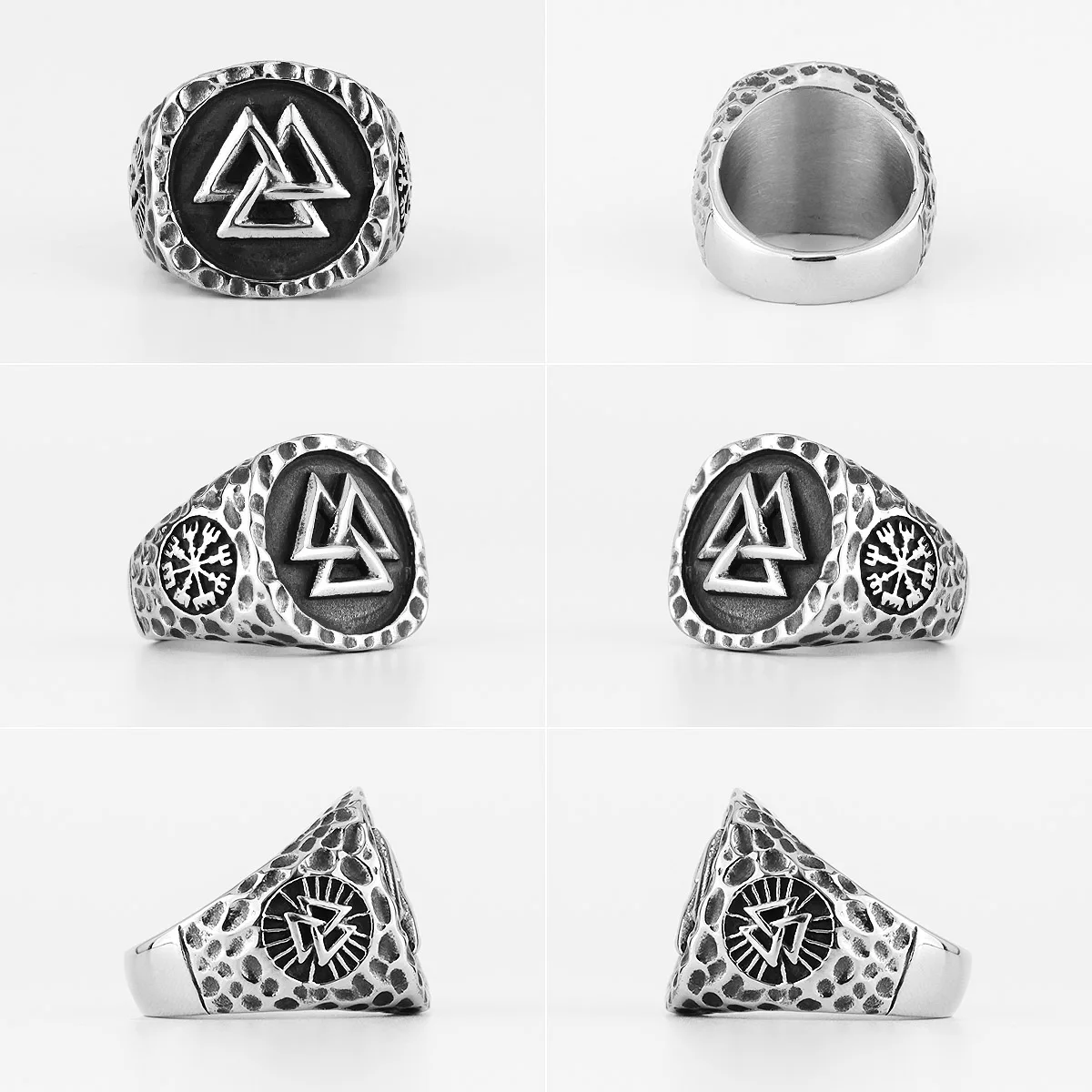 Myth Odin Triangle Symbol Viking Stainless Steel Mens Rings Vintage Simple for Male Boyfriend Jewelry Creativity Gift Wholesale