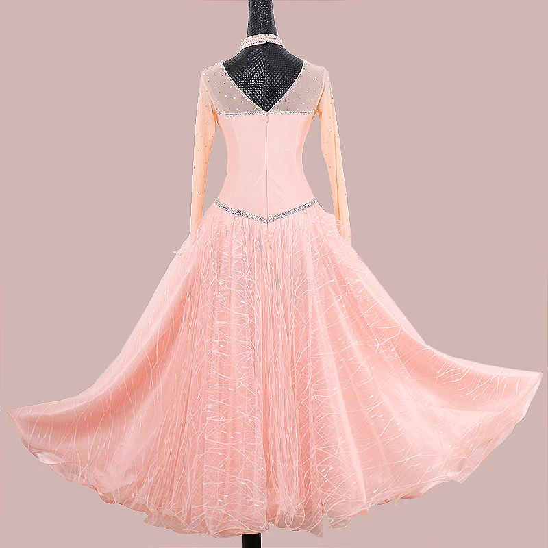 New long ballroom dance dress for dancing standard ballroom dress pink tango dance costumes waltz dresses for women ball gown