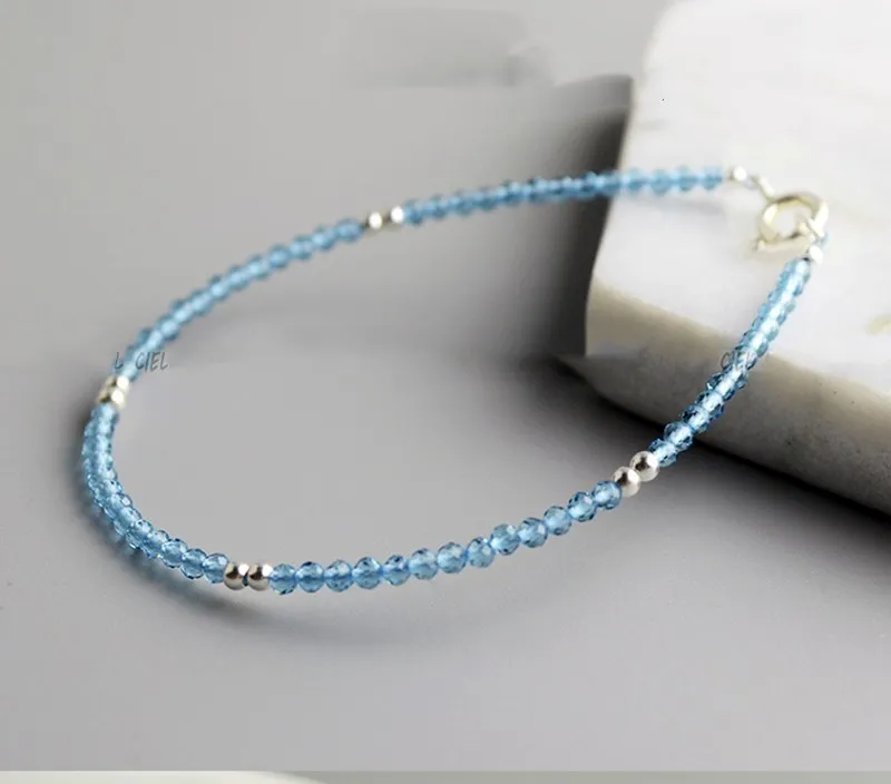 

sky blue topaz round faceted 2/3/4mm necklace bracelet FPPJ nature beads