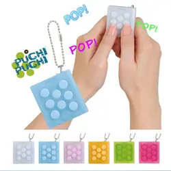 New Mini Decompression toys Puchi 6 Colors Endless Pop Pop Bubble Wrap Key Chain Relieve Stress Sounding Squeeze Toys For Kids