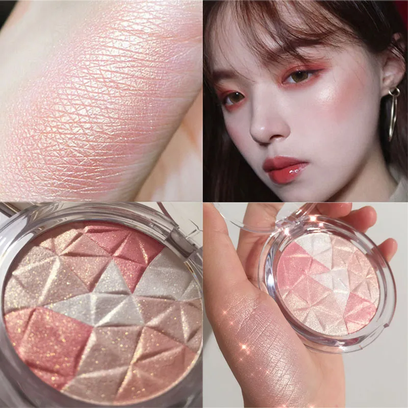 Highlighter Palette Bronzer diamentowy połysk wyróżnij kontur twarzy błyszczący rozświetlacz puder do ciała brokat rozjaśnić kosmetyk