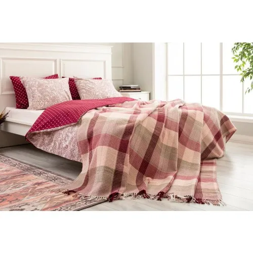 Favore Casa Comfort Cotton Scotch Single Sofa Blanket 150 X200 cm Pink