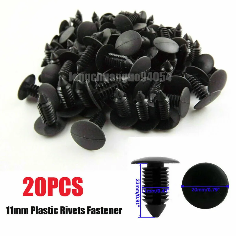 

20Pcs/Set 11mm Car Plastic Black Door Bumper Fender Hole Rivet Push Clips Fasteners Universal Car Accessories