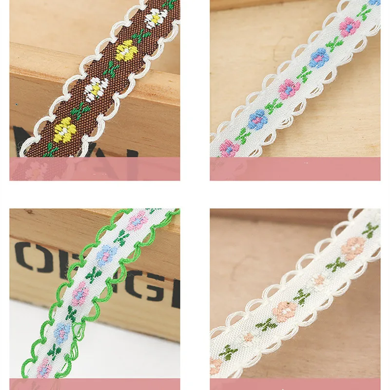 20m Colorful Floral Geometric Jacquard Embroidered Ribbons DIY Decoration Webbing Trim