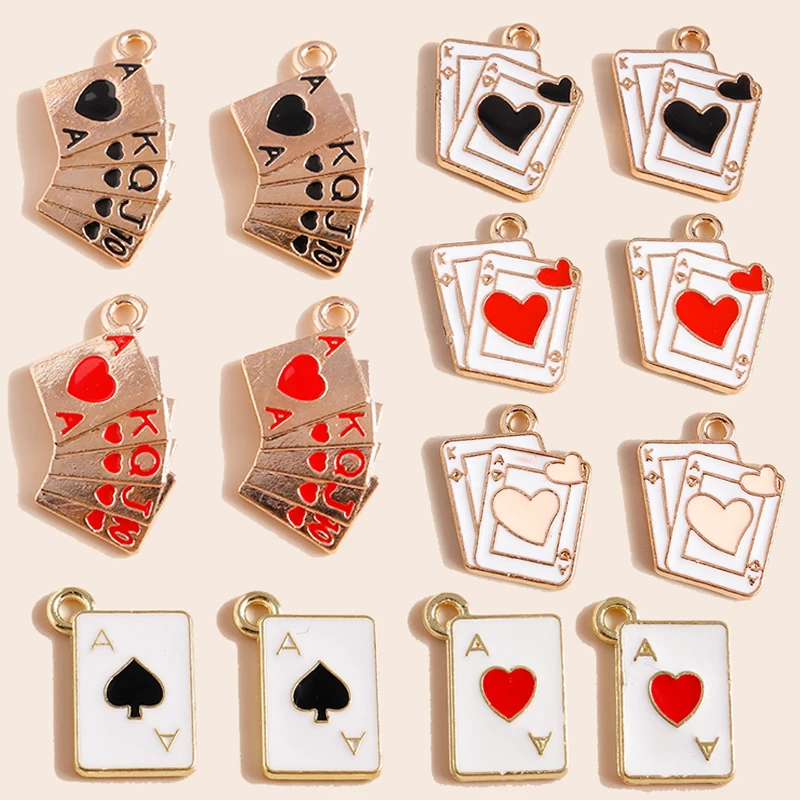 10 sztuk gra pokerowa Ace Broadway Poker Charms na kolczyki brelok do kluczy bransoletka wisiorki DIY akcesoria do wyrobu biżuterii rękodzieło