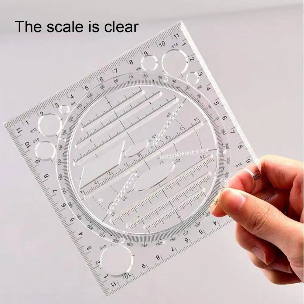 Geometric Ruler Precision Scale Measuring Rulers Round Corner Plastic Wide Application Multi-function Wearproof Drafting Tools