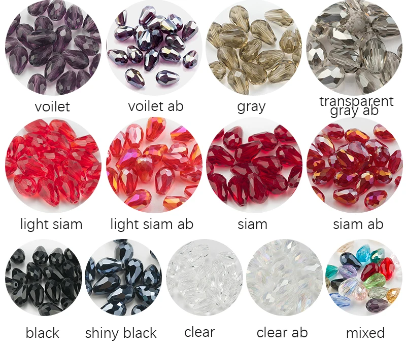 60/70PCS 8/10mm Kristall Tropfen Form Perlen für Schmuck Machen Waterdrop AB Glas Perlen lose Schmuck Perlen DIY Armbänder – Detail 11