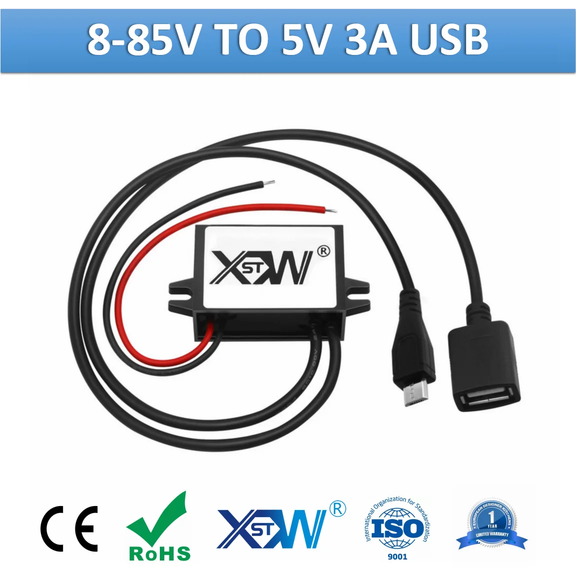 XWST DC DC 12V 24V 36V 48V 60V 72V 80V to 5V Output 8-85V to 5Volts Step Down USB Converter With Car Charger Power Supply