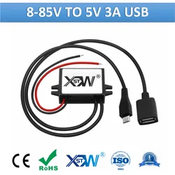 XWST-Convertisseur USB Abati eur avec Chargeur de Voiture, Alimentation Électrique, DC 12V 24V 36V 48V 60V 72V 80V à 5V, Sortie 8-85V à 5Volts