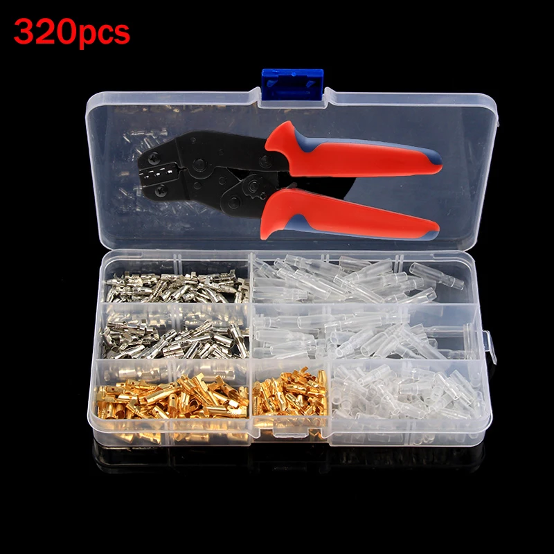 

400/320/240pcs Male Female Bullet Terminals Motorcycle Crimp Terminals Electrical Wire Bullet Connectors SN48B Crimping Plier