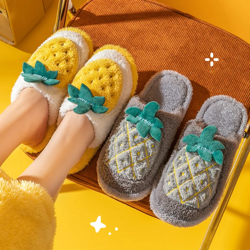 

Cotton slippers winter home couple home cute net red indoor warm cartoon plush slippers