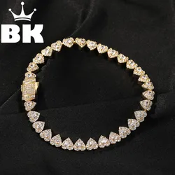 7mm Doublw-Layer Heart Tennis Bracelet For Women Clear Cubic Zirconia Iced Out Cute Bling Link Anklet Hip Hop Jewelry Party Gift