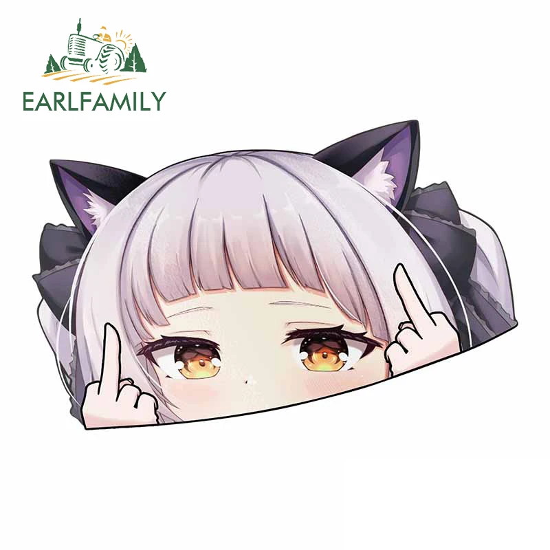 EARLFAMILY Murasaki Shion Hololive Blush Peeker Car Sticker Big Head Anime Vinyl JDM Window Trunk Decal Cartoon Peek Car Styling