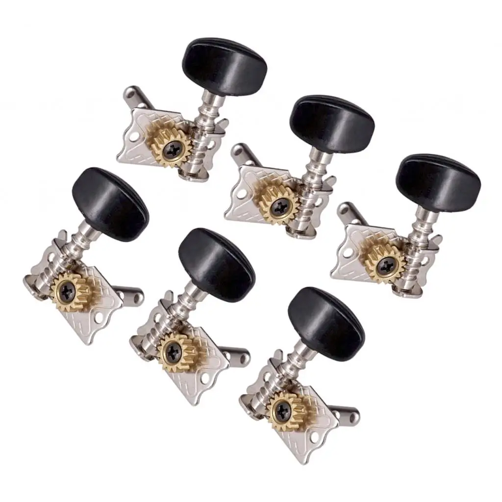 6 Pieces Black Guitar Machine Heads Mechanical Tuning Pegs For Acoustic Guitar Electric Guitar, 3R3L