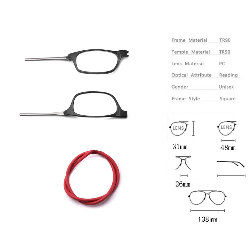 Portable magnetic reading glasses that can be hung around the neck with adjustable lanyard for men and women