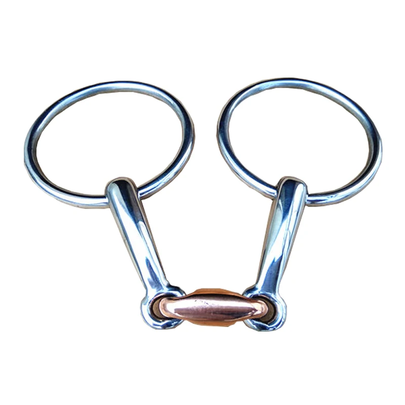 Cavalo Ring Snaffle Bits com Elíptico Copper Link, Cavalo Bit Equipamento, Produto de aço inoxidável