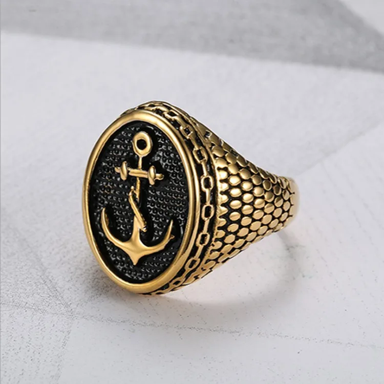 

Vintage Men Anchor Pattern Rings Motorcycle Party Personality Viking Pirate Rings Punk Finger Ring Biker Men's Rings Jewelry