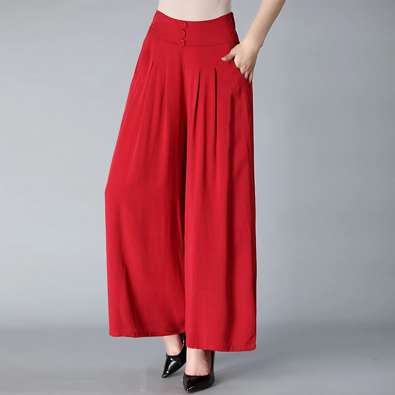 Women's Pants Trousers Summer Fashion Thin Wide Leg Pants Loose High Waist Casual Women Pants Skirt Pants Dance Pants 4XL A1789