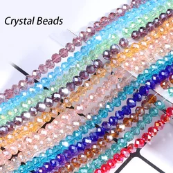 4/6/8MM 2/5String Crystal AB Beads Faceted Spacer Beads Sewing Rondel Gemstone Clothing Earring Bracelet Necklace Accessories