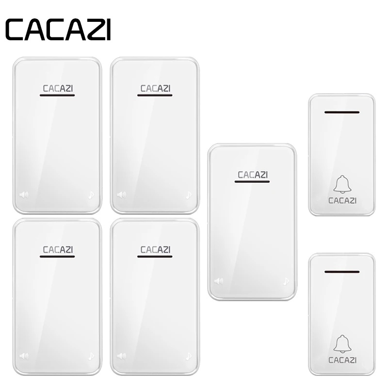 CACAZI Self-powered Waterproof Wireless Doorbell 200M Remote No Battery Smart Home Calling Bell Wireless Chime Ringbell 220V