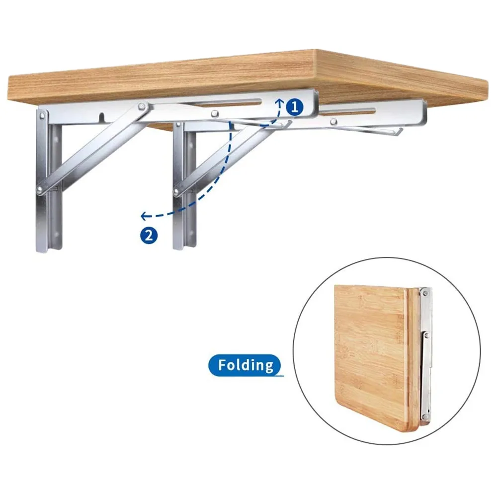 2X Folding Shelf  Table Bracket - Bench Folding Shelf or Bracket, Max. Load 330lbs (Long Release Handle)