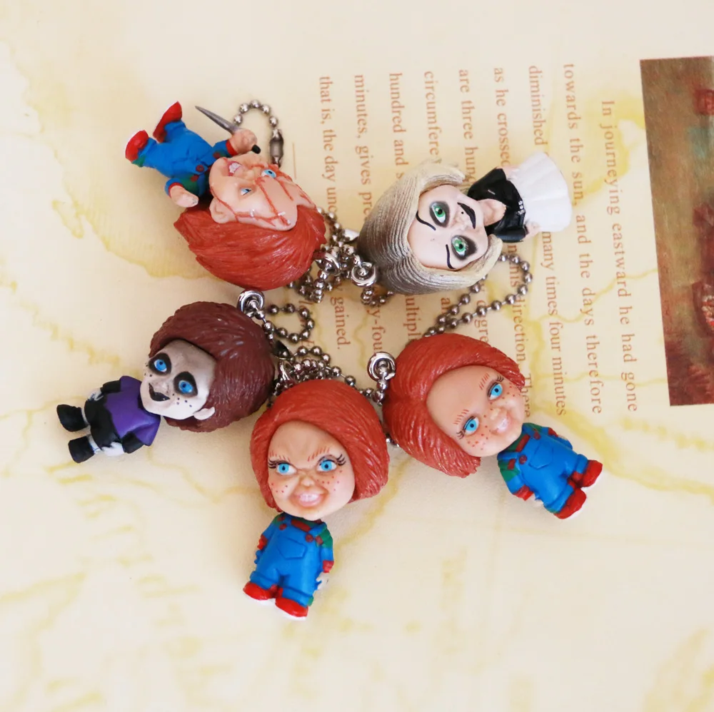 Classic Horror Film Good Guys Child\'s Play Bride of Chucky Chucky Tiffany Lovelly Bag Key Chain Figure Model Toys Gift