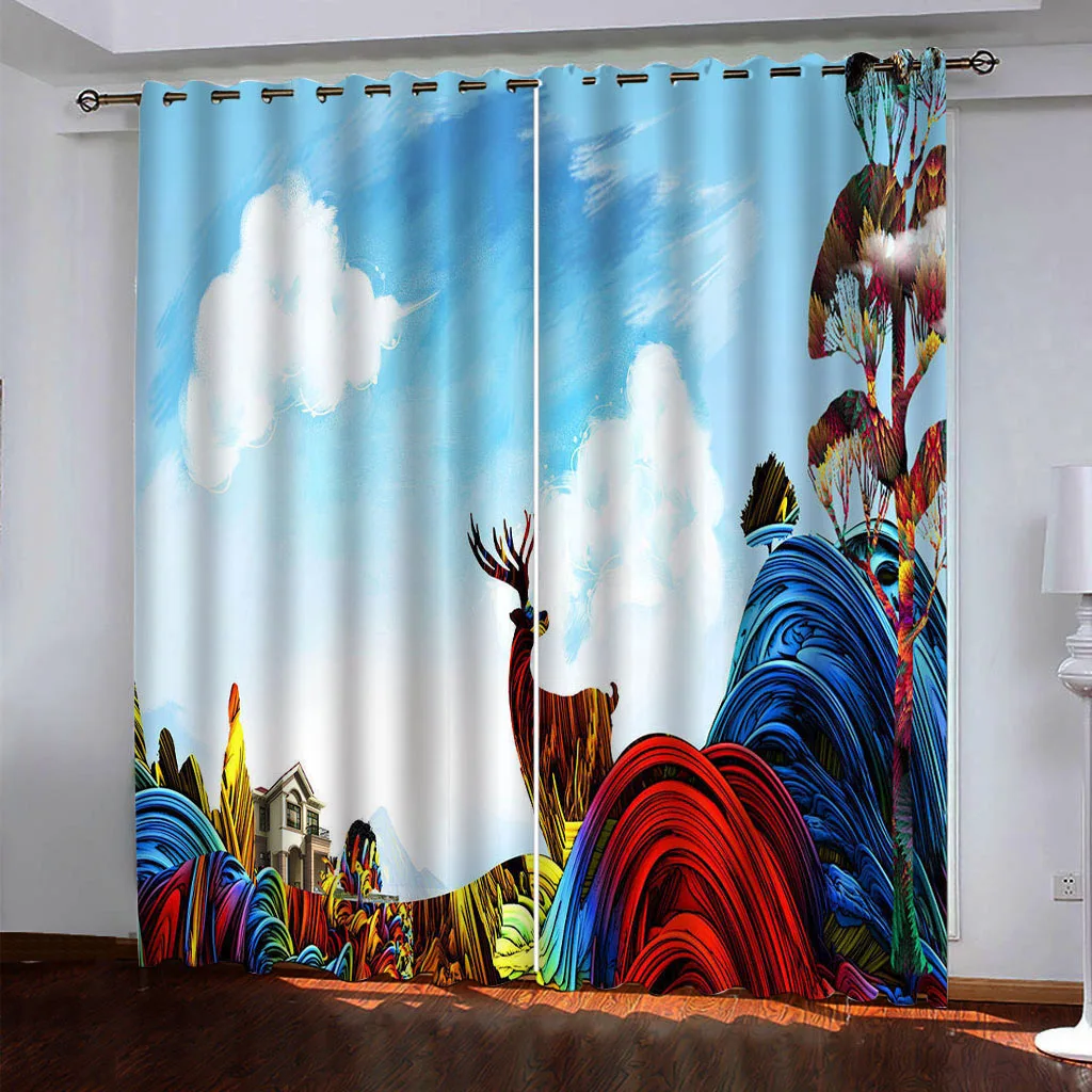 Customize 3D Curtains Creative color Blackout Window Curtains Kitchen Parlor Bedroom Hotel Windows Decoration 3D Curtain 2021