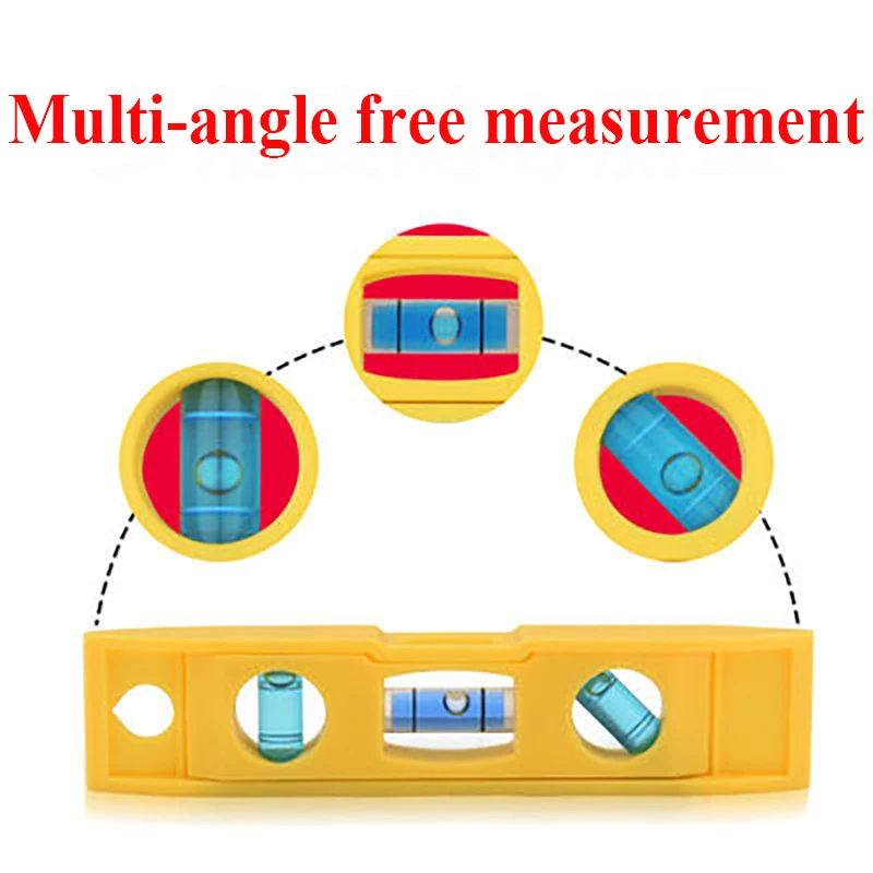 CUPBTNA régua de nível portátil 3 nível de bolha Bubble Ruler Shell Magnético ABS Nível de bolha horizontal vertical Ferramenta de instrumento de medição de nível de bolha de 45 graus Nível de chaveiro Nível de bolso