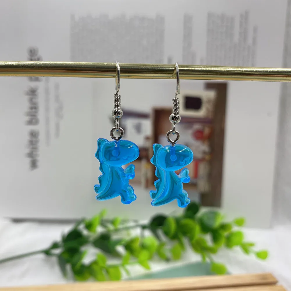 Cartoon Cute Resin Earrings Colorful Animal dinosaur Quality Drop Earrings for Girls Women Children Birthday Gift Lovely Jewelry