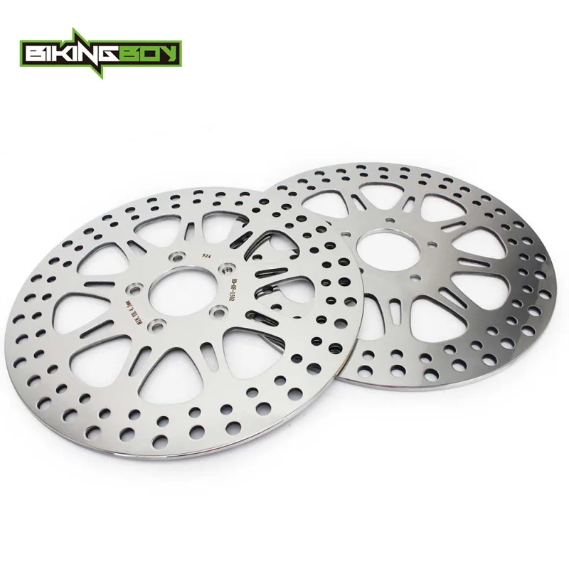 BIKINGBOY Sportster XL1200R 04-08 XL1200S 00 01 02 03 XL883R 05-13 XR 1200 08-10 XR1200X 10 11 12 Front Brake Disks Discs Rotors