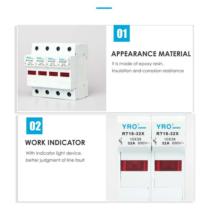 AC 1PC 1P Fuse Base 690V 32A With LED light Matching Fuse 10x38MM R015 only Fuse Base RT18-32X