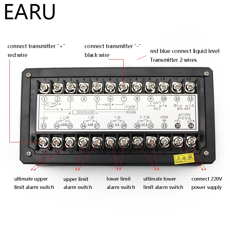 AC85~260V Water Liquid Level Pressure Temperature Contorller Dual Column Channel Display Universal Input 4-20MA Transmitter Pump