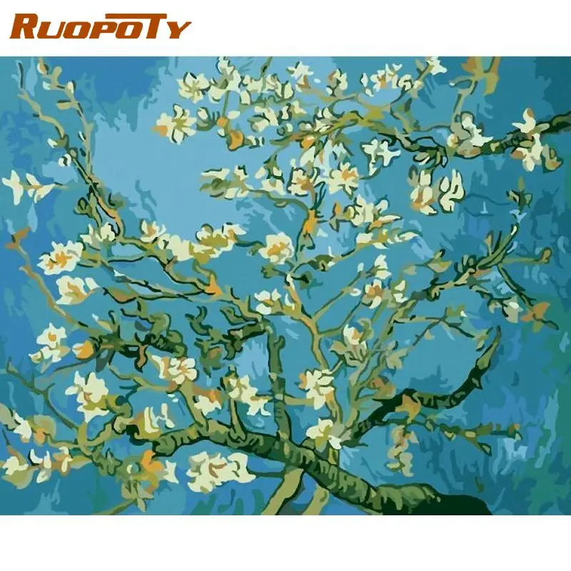 

RUOPOTY Van Gogh pictures DIY Oil Painting Paint by Number Kit Painting for Adults Arts Craft for Home Wall Decor diy frame