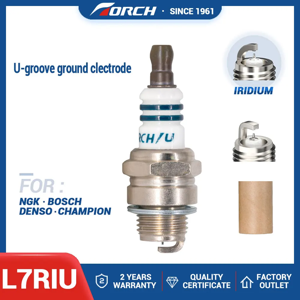 China Original Iridium Spark Plug Torch L7RIU U-Groove Candles for Chain Saws and Trimmers Replaces Candle BM7A Champion CJ6