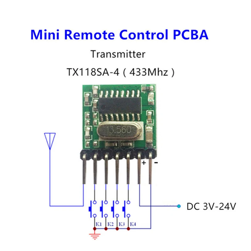 QIACHIP RF 433 Mhz 1527 Learning Code Wireless Remote Control Transmitter Module & 433.92Mhz DC 12V 24V Mini Receiver DIY kit