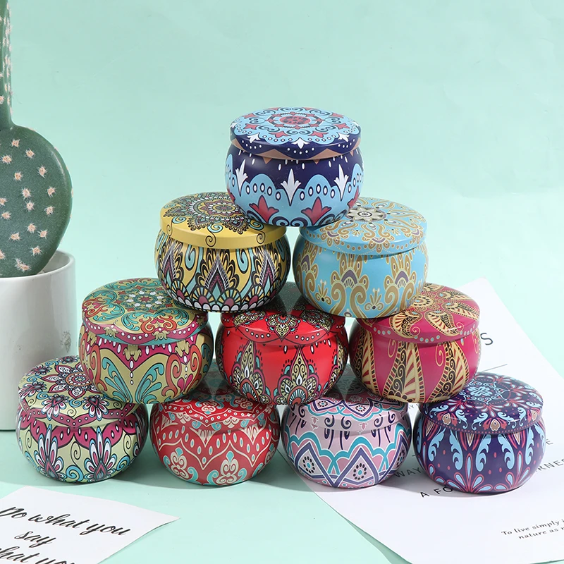 Barattoli di latta per candele in metallo Vintage caffè tè spezie caramelle contenitore di gioielli contenitore di regalo gioielli scatola di caramelle scatole di immagazzinaggio piccole lattine