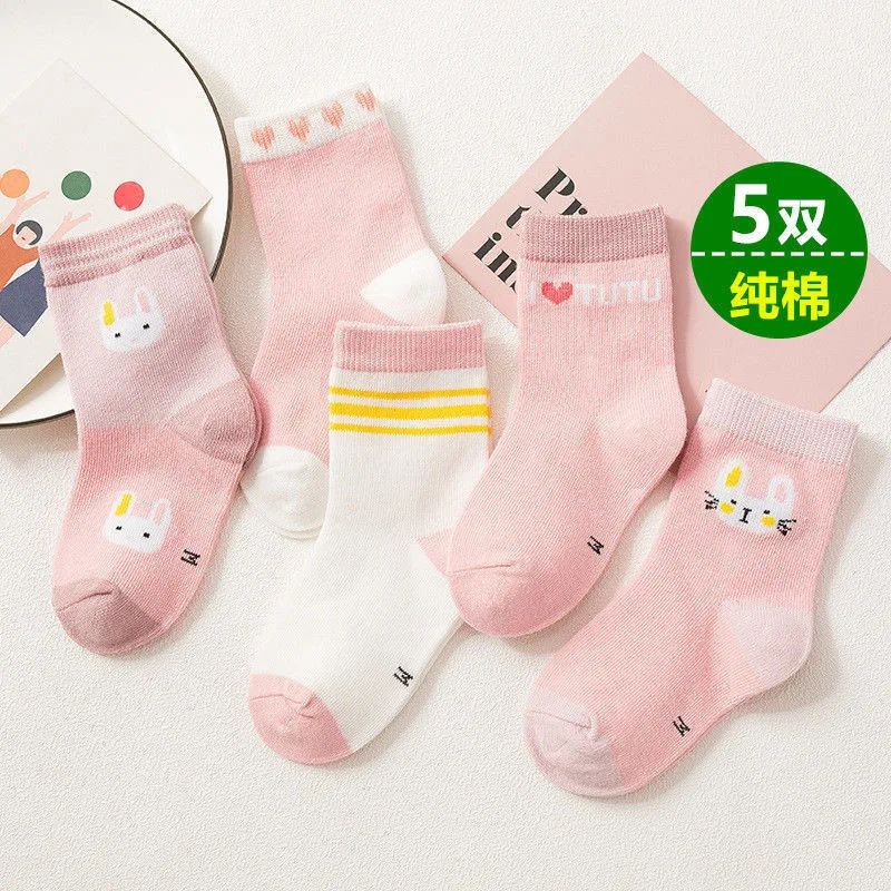 5 Pairs Baby Infant Socks Pink Dinosaur Cute Warm Winter Cartoon Socks Baby Girls Boys Soft Cute Boots Warm Baby Socks Gift