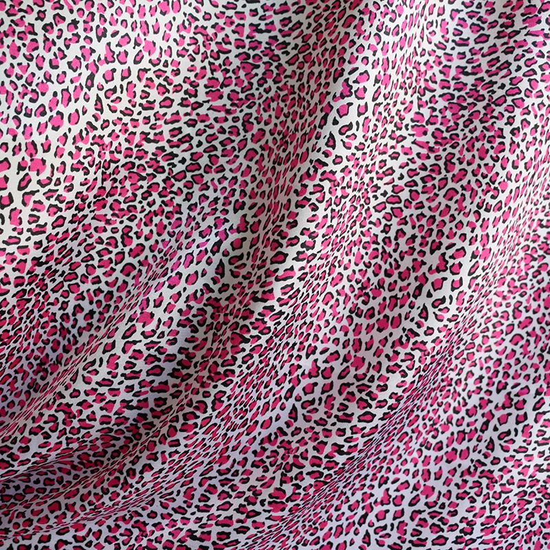 By Meter Small Leopard Print Satin Fabric Scarf Gown Pyjamas Material Lining Africa