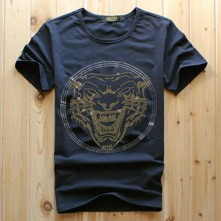 S-6XL Rhinestones Anime Cotton Mens short tshirt Streetwear hip hop Casual Hot drill top quality S-5XL