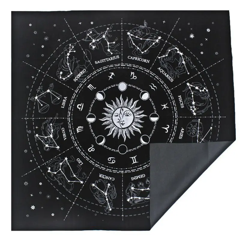 12 Constellations Tarot Card Tablecloth Velvet Divination Altar Cloth Board Game Fortune Astrology Oracle Card Pad