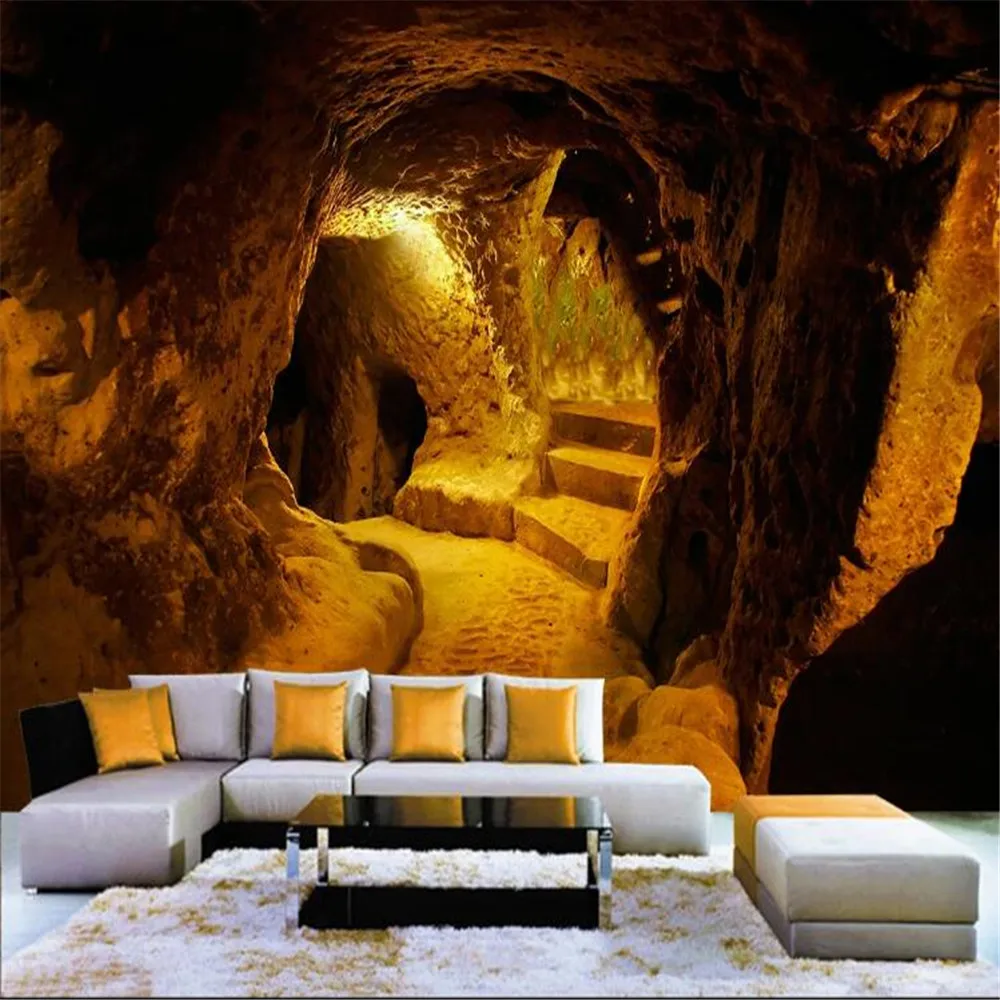 

Milofi custom mural wallpaper retro original cave stone cave 3d three D three-dimensional large-scale background wall