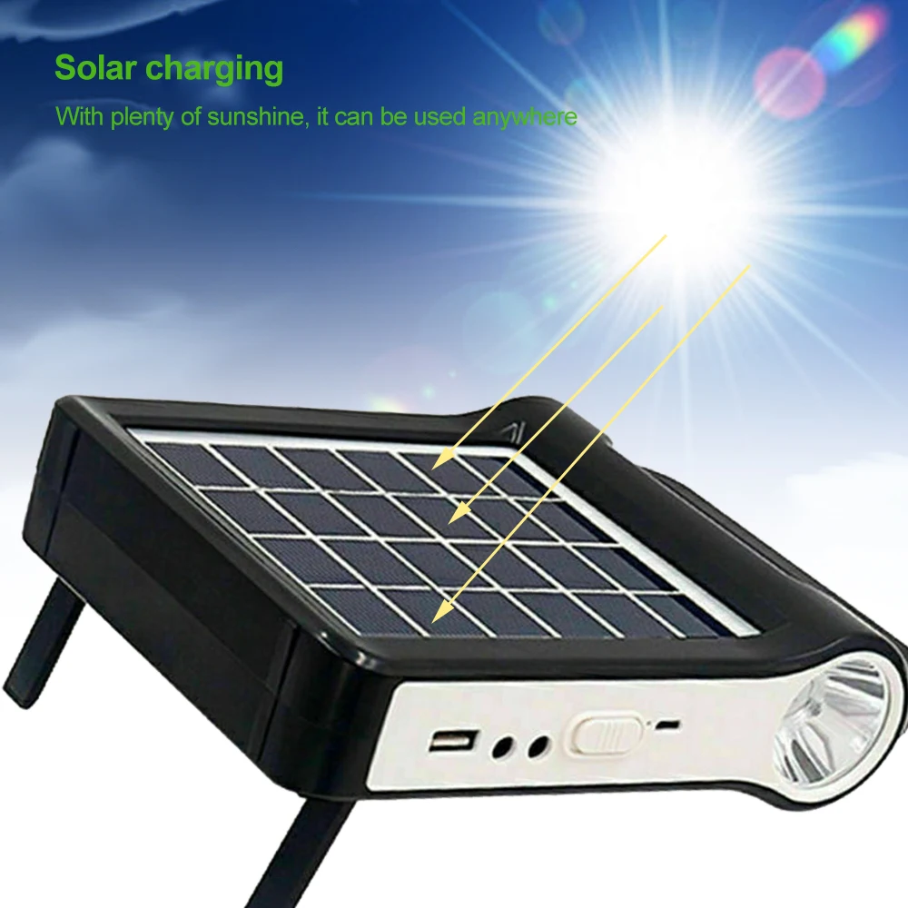 Portable Multi Fucntion Solar Power Panel Generator LED Flashlight Lantern Light USB Charger System Power Bank Phone Charger