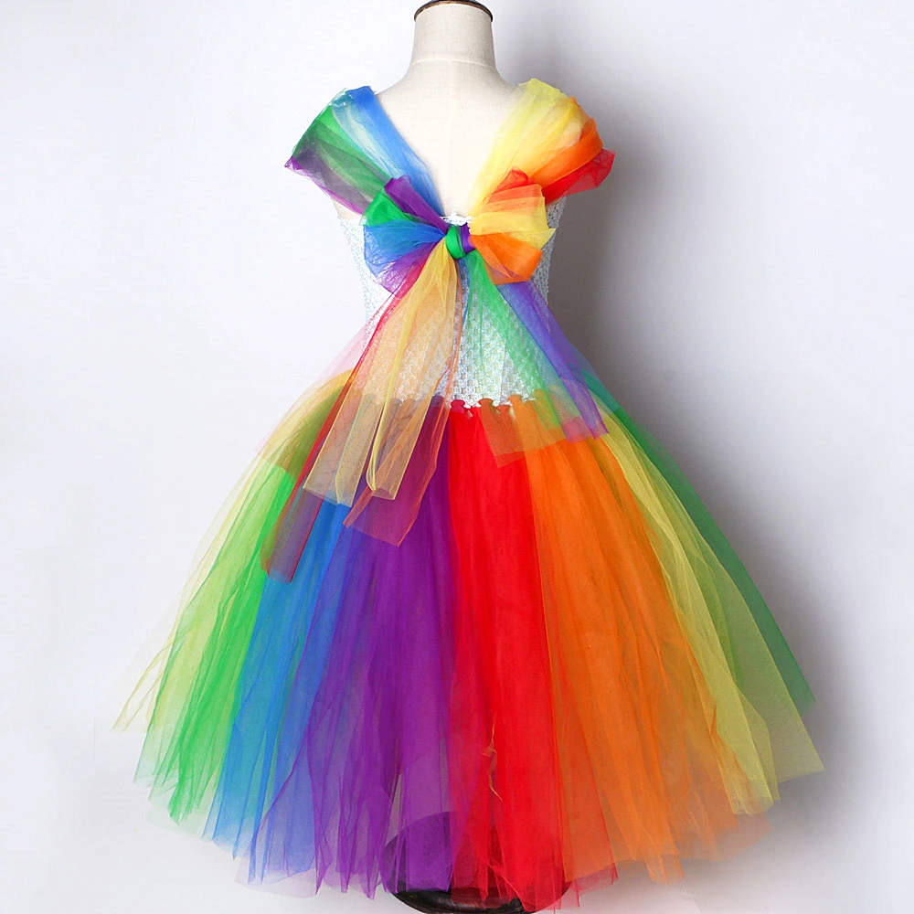 Little Girl Pony Rainbow Tutu Dress Long Kids Birthday Dresses for Girls Princess New Year Costume Christmas Children Clothes