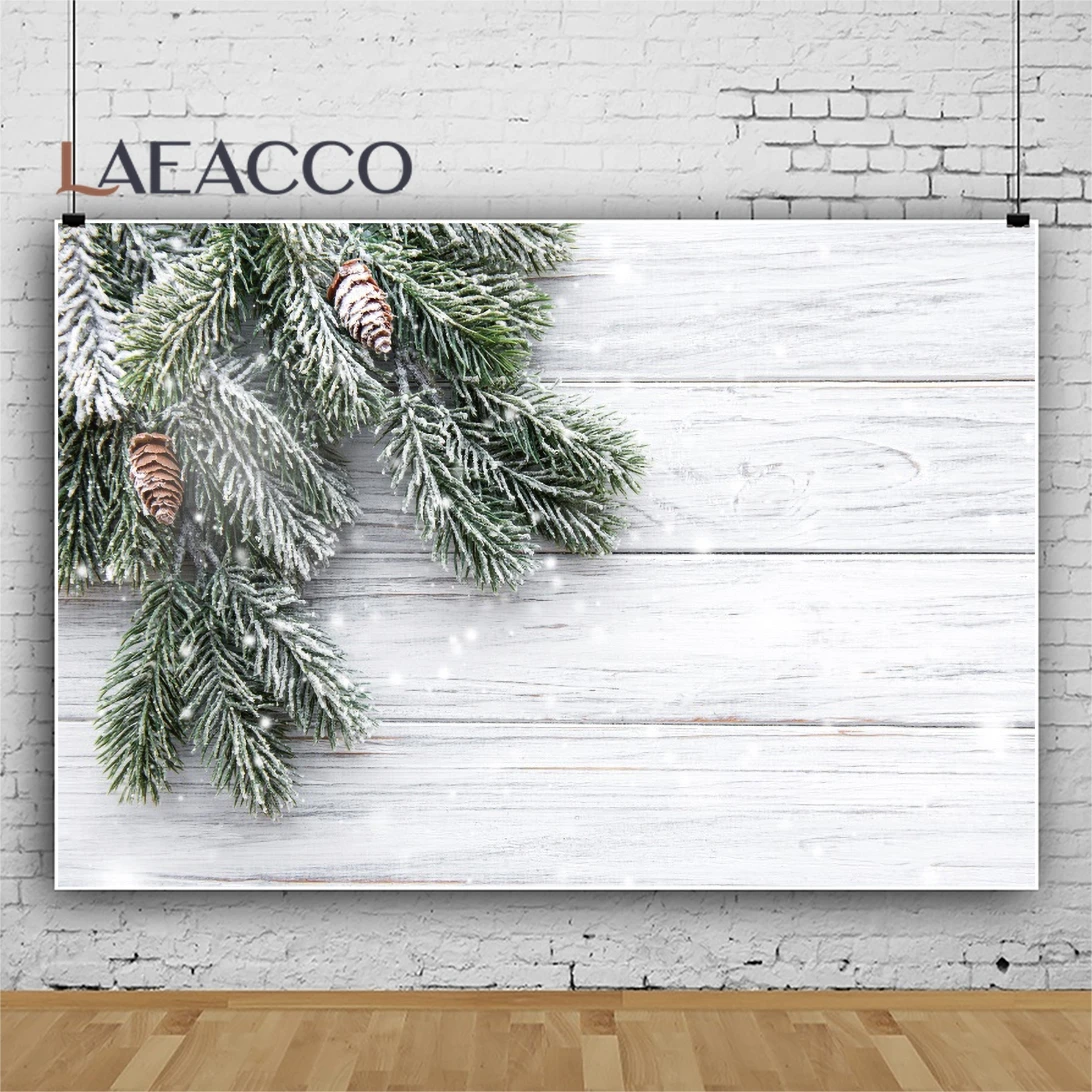 Grey Gray White Wood Board Planks Winter Snow Pine Tree New Year Party Portrait Photo Background Photographic Backdrop Photocall