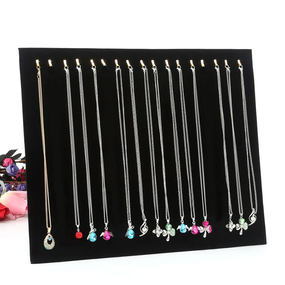 Soporte de exhibición de joyería, organizador de collares, cadena, estante de exhibición de cadena, negro, 17 ganchos