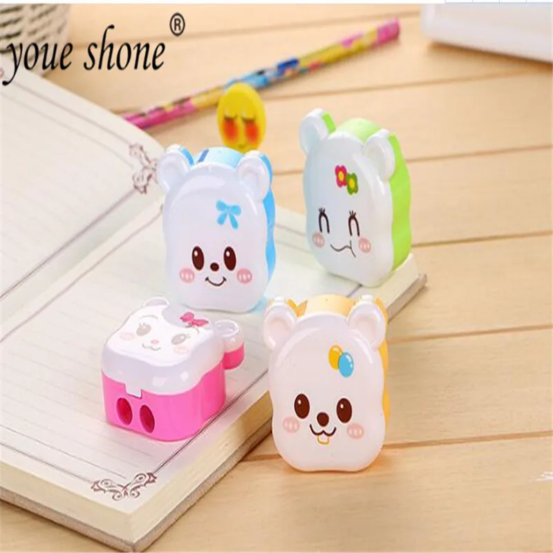 

1PCS Cute Cartoon Animal Pencil Sharpener Expression Little Bear Pencil Sharpener Student Stationery Manual Pencil Sharpener