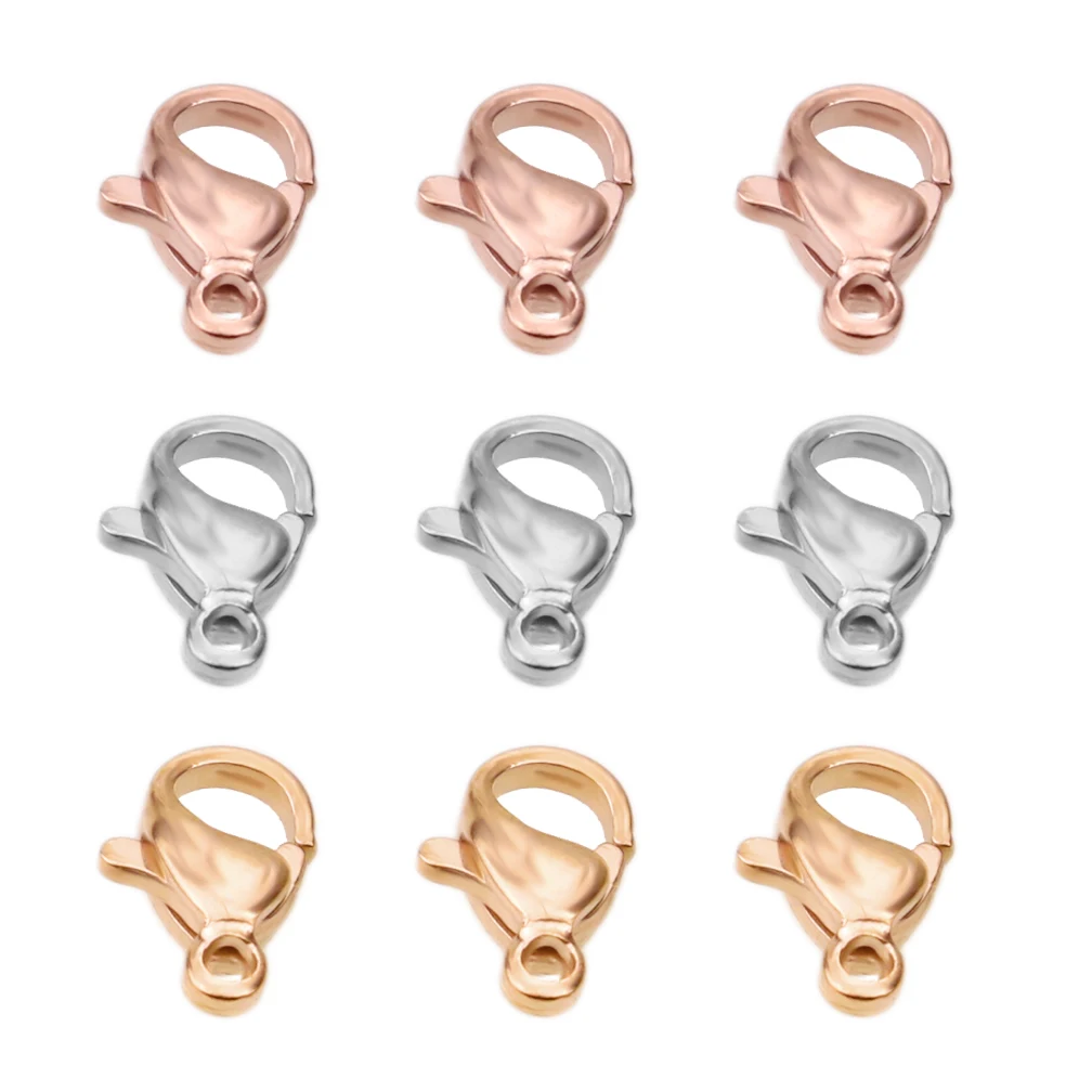 

20pcs Stainless Steel Rose Gold/Gold/Silver Color Lobster Clasps Hooks End Clasps Connectors Necklace Bracelet Jewelry Findings