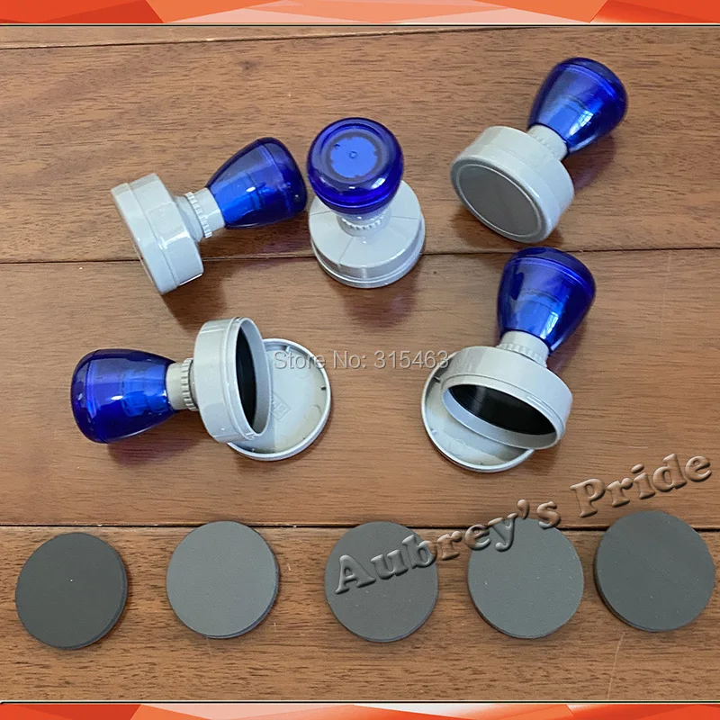 5Pcs Round Circle Transparent Blue HA 45 51mm Blank Holder+7mm Rubber Pad Flash Stamp Machine Selfinking Stamping Making Seal