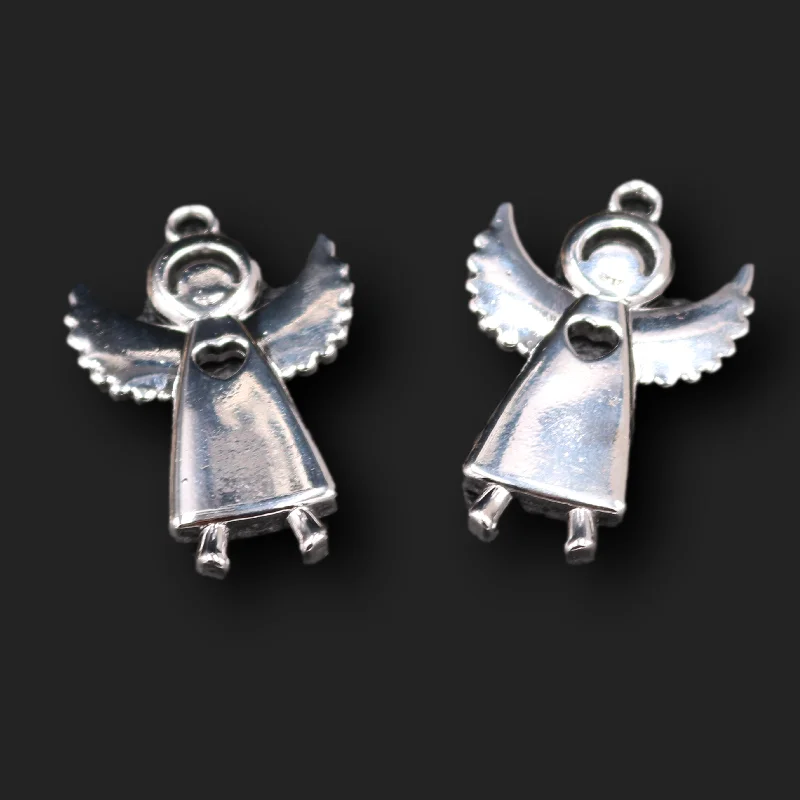 Colgante de Ángel 3D de acero inoxidable 316, 2 piezas, para fabricación de joyas, manualidades, 50x33mm, P2350