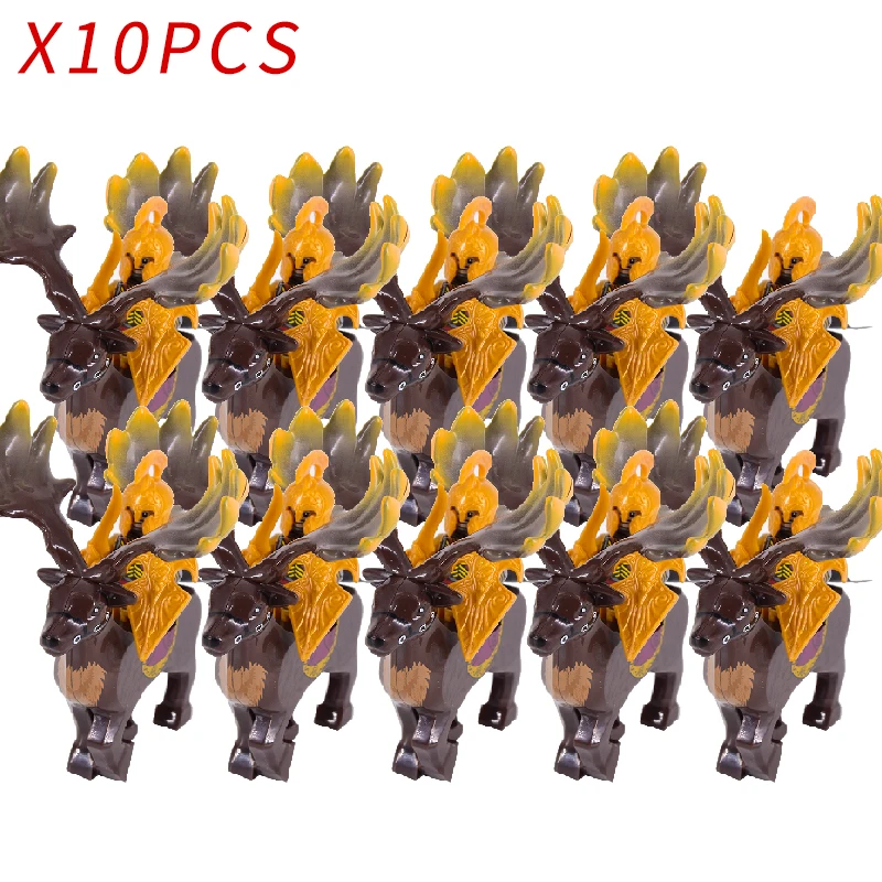 10pcs/Set The Elves Soldier Orcs Army Figures LOTR Armor Megaloceros Mount Medieval Knights  Building Blocks Bricks toys gift